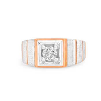 Centre Square with Solitaire feel Diamond Ring in 14K Dual Tone Gold