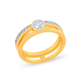 Men’s Circular Setup Diamond Ring in 14K Yellow Gold