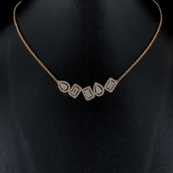Lab-Grown Multi Shape Diamond Bar Necklace