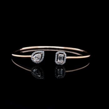 Lab-Grown Diamond Pear & Emerald Cut Open Cuff Bracelet