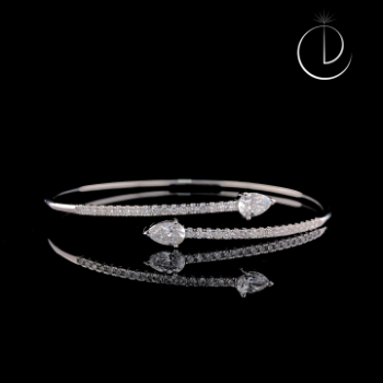 Lab-Grown Diamond Pear Cut Open Cuff Bracelet