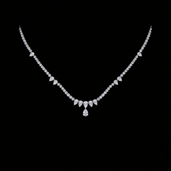 Lab-Grown Diamond Trillion Accent Pear Drop Necklace