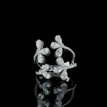 Lab-Grown Diamond Triple Floral Open Designer Ring