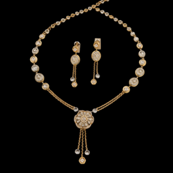 Bridal Lab-Grown Diamond Floral Medallion Drop Necklace Set