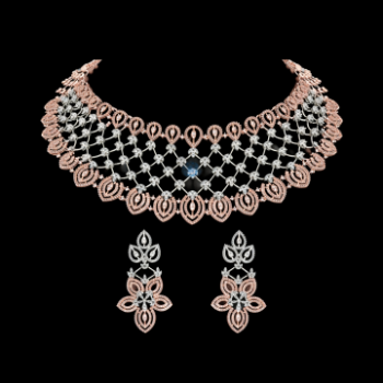 Bridal Lab-Grown Diamond Heart Net Choker Set