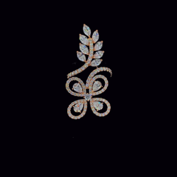 Leaf & Butterfly Design Marquise and Pear Shape Lab-Grown Diamond Pendant