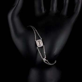 Lab-Grown Diamond Emerald Cut Halo Chain Bracelet