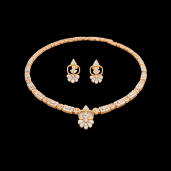 Lab-Grown Diamond Floral Motif Chain Necklace Set