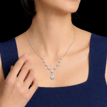 Lab-Grown Diamond Floral Pear Drop Chain Necklace