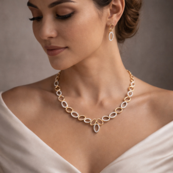 Lab-Grown Diamond Oval Link Designer Necklace Set