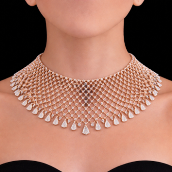 Bridal Lab-Grown Diamond Net Drop Statement Necklace