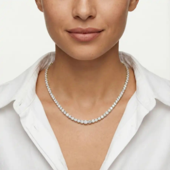 Lab-Grown Diamond Round Cut Graduated Tennis Necklace