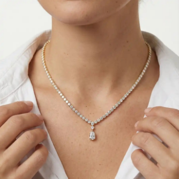 Lab-Grown Diamond Pear Drop Tennis Necklace