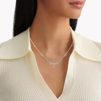 Lab-Grown Diamond Trillion Accent Pear Drop Necklace