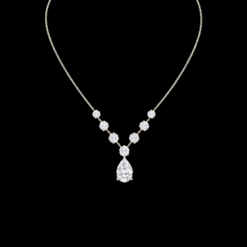 Lab-Grown Diamond Floral Pear Drop Chain Necklace
