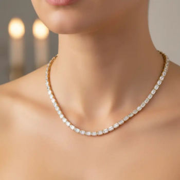 Lab-Grown Diamond Emerald Cut Tennis Necklace