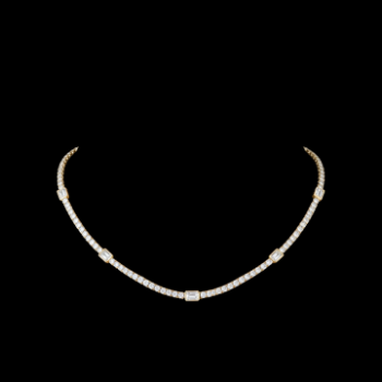 Lab-Grown Diamond Round & Emerald Cut Tennis Necklace