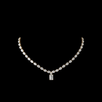 Lab-Grown Diamond Marquise & Emerald Drop Necklace