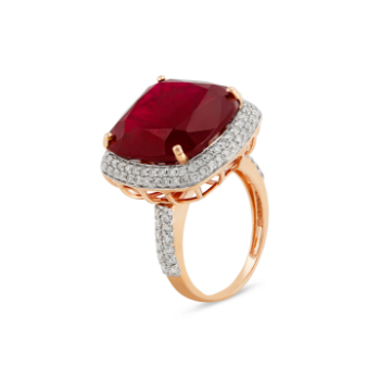 Ruby Crown Encrusted with Micro-diamonds 14KT Rose Gold Ring