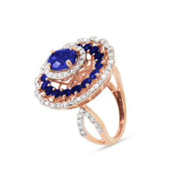 Sapphire Goblet Diamond Ring