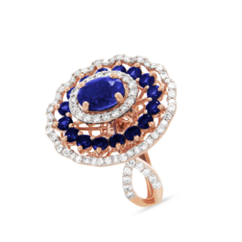 Sapphire Goblet Diamond Ring