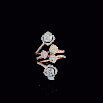 Lab-Grown Diamond Geometric Floral Multi-Band Designer Ring