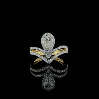 Lab-Grown Diamond Pear Halo Double Band Designer Ring