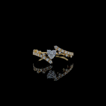 Lab-Grown Diamond Heart Shape Criss-Cross Designer Ring