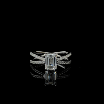 Lab-Grown Diamond Emerald Cut Split Shank Ring